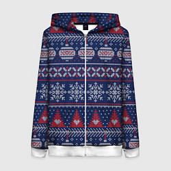 Толстовка на молнии женская New Years sweater, цвет: 3D-белый