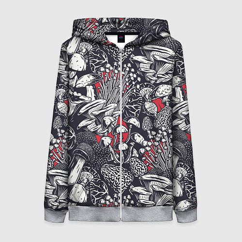 Женская толстовка на молнии Разные грибы / 3D-Меланж – фото 1