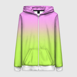 Женская толстовка на молнии Розовый и ярко-зеленый градиент