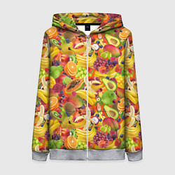 Женская толстовка на молнии Экзотические фрукты и ягоды