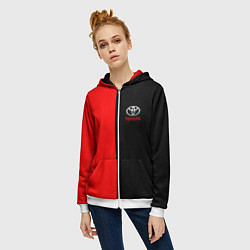 Толстовка на молнии женская Toyota car красно чёрный, цвет: 3D-белый — фото 2