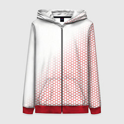 Женская толстовка на молнии Красно-белый соты