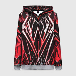 Толстовка на молнии женская Адские красные полосы, цвет: 3D-меланж