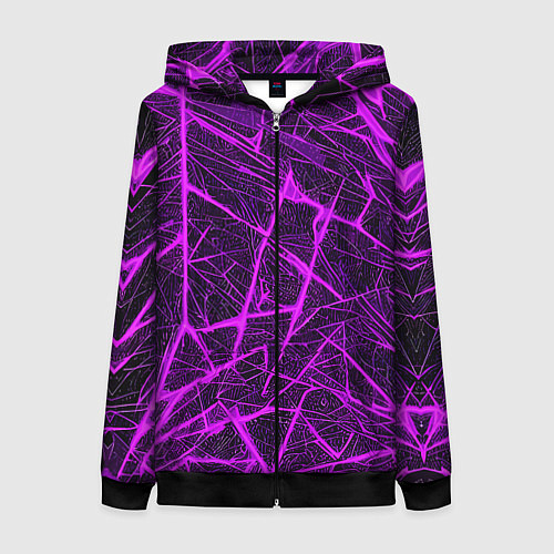 Женская толстовка на молнии Фиолетовая паутина на чёрном фоне / 3D-Черный – фото 1