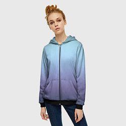 Толстовка на молнии женская Градиент фиолетово голубой, цвет: 3D-черный — фото 2