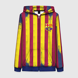 Женская толстовка на молнии Полосатые цвета футбольного клуба Барселона
