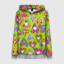 Женская толстовка на молнии Сердца в мексиканском стиле