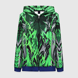 Толстовка на молнии женская Сталь и зелёная энергия, цвет: 3D-синий