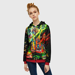Толстовка на молнии женская Хамелеон и стихии, цвет: 3D-красный — фото 2