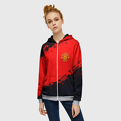 Толстовка на молнии женская Manchester United colors sport, цвет: 3D-меланж — фото 2