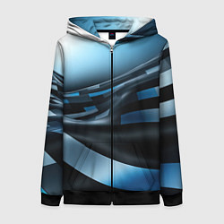 Женская толстовка на молнии Черно-синий абстрактный спортивный стиль