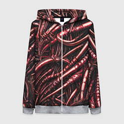 Женская толстовка на молнии Красные трубки чужих