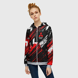 Толстовка на молнии женская Mitsubishi - sport style, цвет: 3D-меланж — фото 2