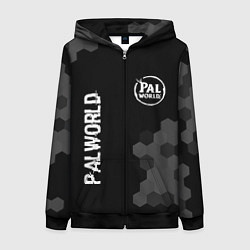 Толстовка на молнии женская Palworld glitch на темном фоне вертикально, цвет: 3D-черный