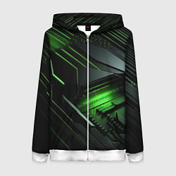 Женская толстовка на молнии Металл и зеленый яркий неоновый свет