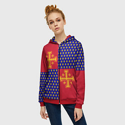 Толстовка на молнии женская Сюрко рыцарей Антиохии, цвет: 3D-красный — фото 2