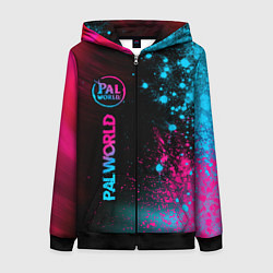 Толстовка на молнии женская Palworld - neon gradient по-вертикали, цвет: 3D-черный