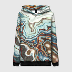 Толстовка на молнии женская Мраморная текстура, цвет: 3D-черный
