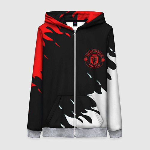 Женская толстовка на молнии Manchester United flame fc / 3D-Меланж – фото 1