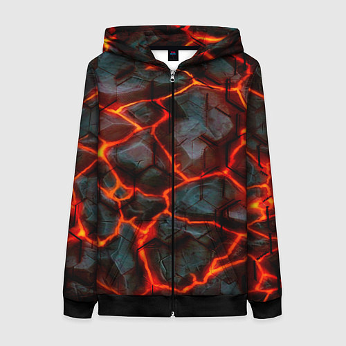 Женская толстовка на молнии Трещины лавы / 3D-Черный – фото 1
