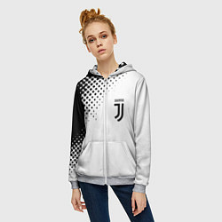 Толстовка на молнии женская Juventus sport black geometry, цвет: 3D-меланж — фото 2