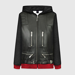 Толстовка на молнии женская Terminator first - leather jacket, цвет: 3D-красный