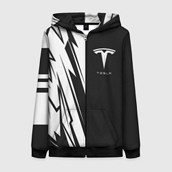 Женская толстовка на молнии Tesla - carbon texture
