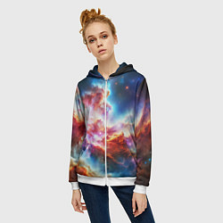 Толстовка на молнии женская The cosmic nebula, цвет: 3D-белый — фото 2