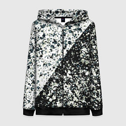 Толстовка на молнии женская Абстрактный чёрно-белый пятнистый, цвет: 3D-черный