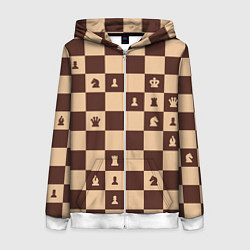 Женская толстовка на молнии Коричневая шахматная доска