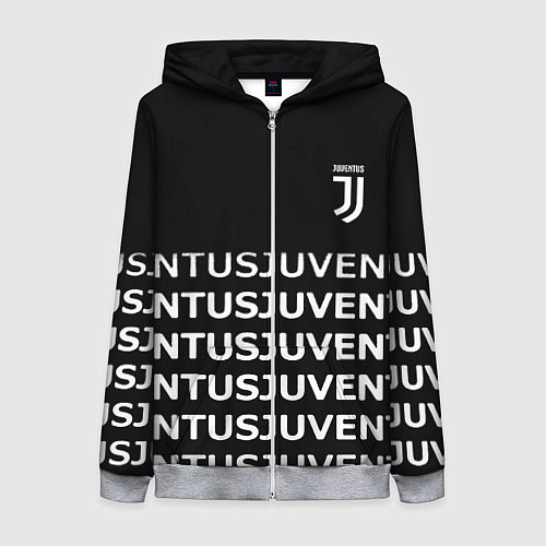 Женская толстовка на молнии Juventus pattern fc club steel / 3D-Меланж – фото 1