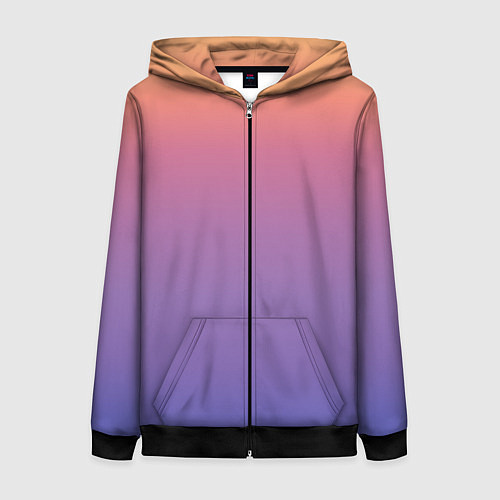 Женская толстовка на молнии Градиент закатное небо желтый фиолетовый / 3D-Черный – фото 1