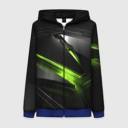 Толстовка на молнии женская Зеленая абстрактная конструкция в стиле nvidia, цвет: 3D-синий