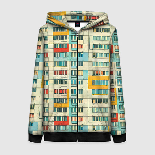 Женская толстовка на молнии Яркая панелька / 3D-Черный – фото 1