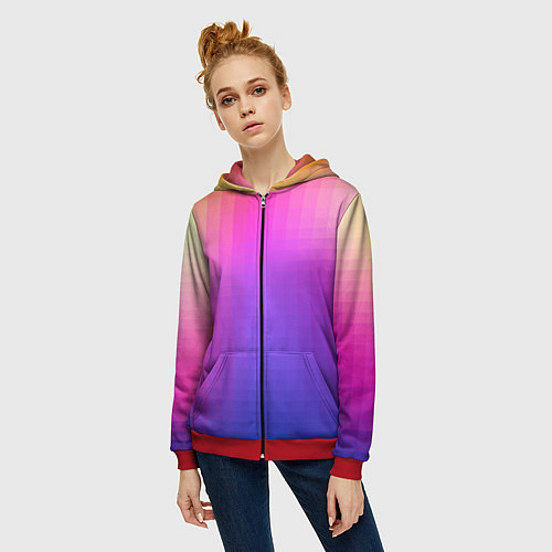 Женская толстовка на молнии Gradient 8-bit / 3D-Красный – фото 3