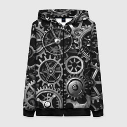 Женская толстовка на молнии Стимпанк стальные механизмы паттерн