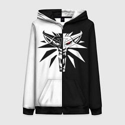Толстовка на молнии женская Ведьмак 3 белое и черное, цвет: 3D-черный