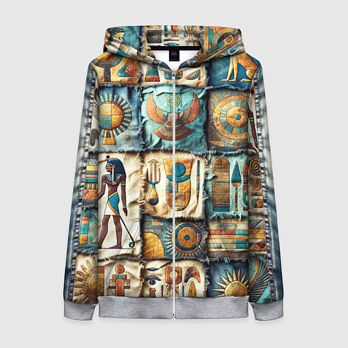 Женская толстовка на молнии Пэчворк из Египта / 3D-Меланж – фото 1
