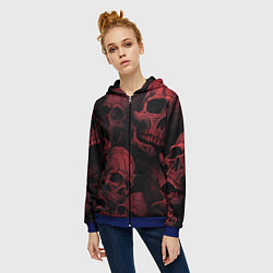 Толстовка на молнии женская Кровавые черепа, цвет: 3D-синий — фото 2