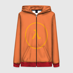 Толстовка на молнии женская Half-Life оранжевый, цвет: 3D-красный