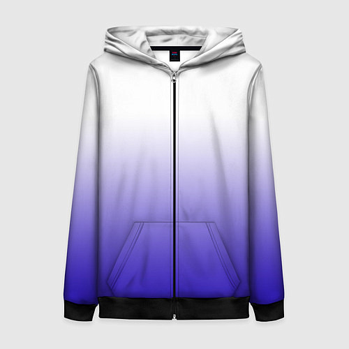 Женская толстовка на молнии Градиент белый ультрамарин / 3D-Черный – фото 1