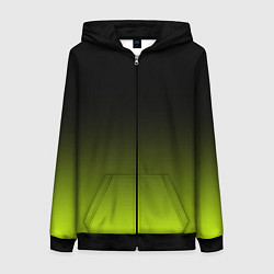 Толстовка на молнии женская Чёрно-салатовый градиент, цвет: 3D-черный