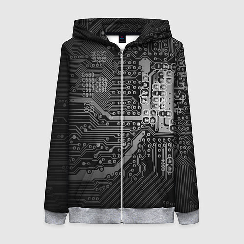 Женская толстовка на молнии Микросхема плата / 3D-Меланж – фото 1