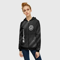 Толстовка на молнии женская Volkswagen sport metal, цвет: 3D-черный — фото 2