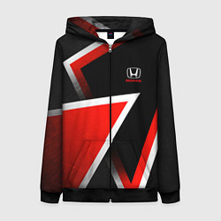Толстовка на молнии женская Honda - красные треугольники, цвет: 3D-черный