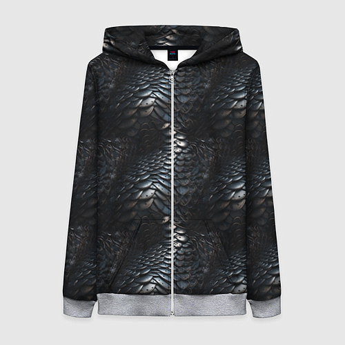 Женская толстовка на молнии Блестящая металлическая броня / 3D-Меланж – фото 1