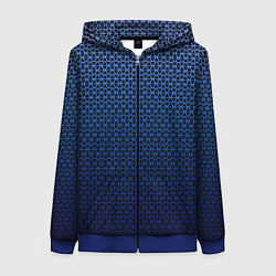 Толстовка на молнии женская Паттерн чёрно-синий треугольники, цвет: 3D-синий