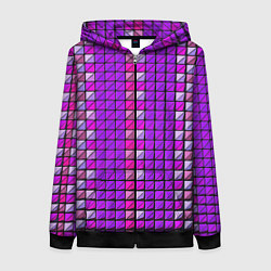 Толстовка на молнии женская Фиолетовые плитки, цвет: 3D-черный