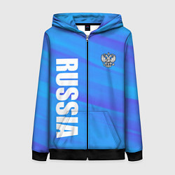 Толстовка на молнии женская Россия - синие волны, цвет: 3D-черный