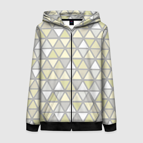 Женская толстовка на молнии Паттерн геометрия светлый жёлто-серый / 3D-Черный – фото 1